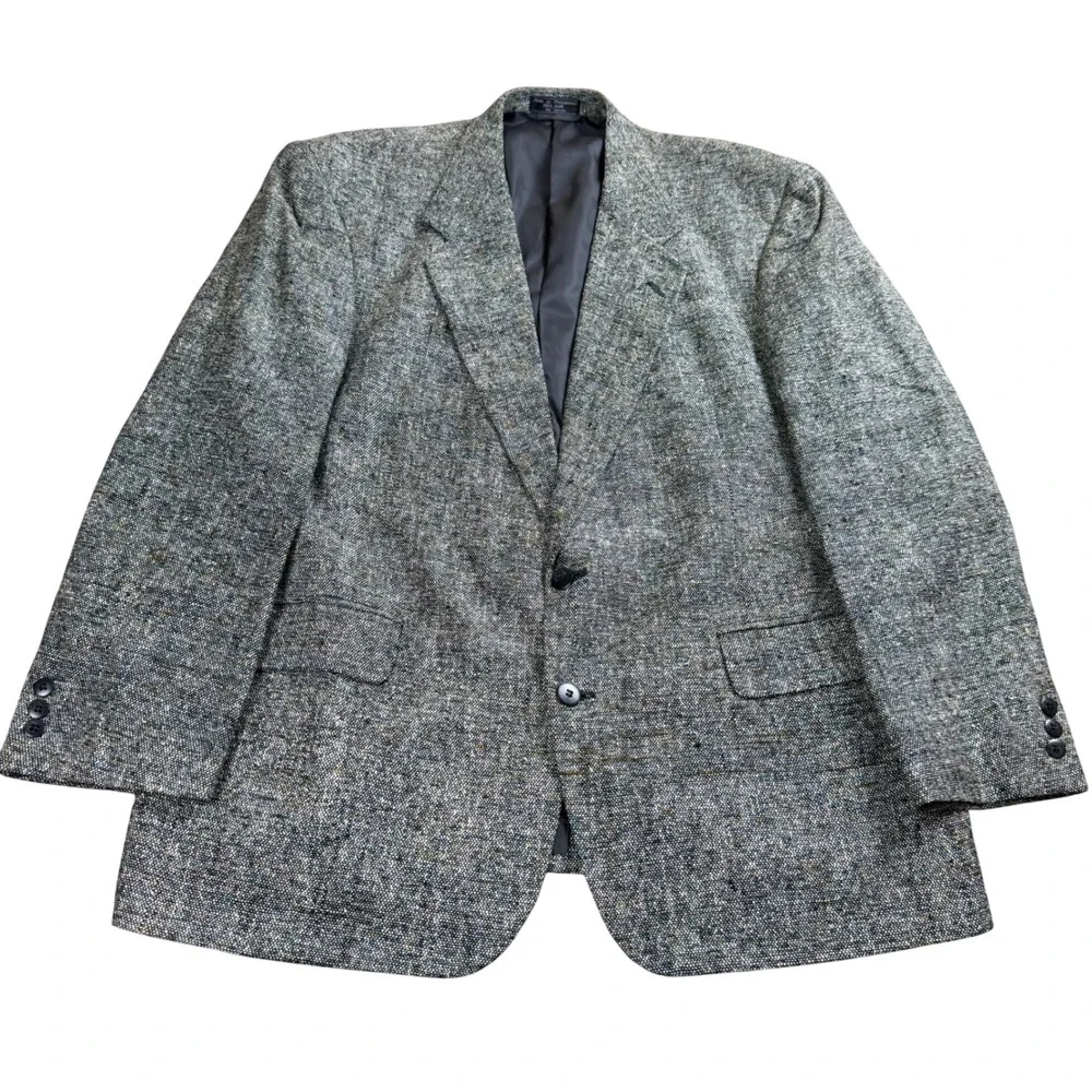 Boat House Row 100% Silk Blazer Mens 46R Gray Multi Textured Sport Coat 2-Button